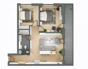 Apartament 3 camere, 65 mp + 27 mp terasa, zona Gheorgheni-Iullius Mall, FSEGA