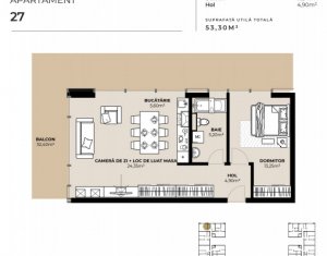 Apartament 2 camere, zona Garii, imobil de lux cu Mall la primele etaje !