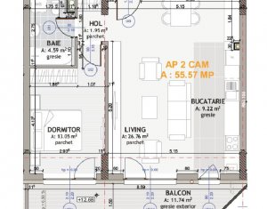 , 55.57m2 in Floresti